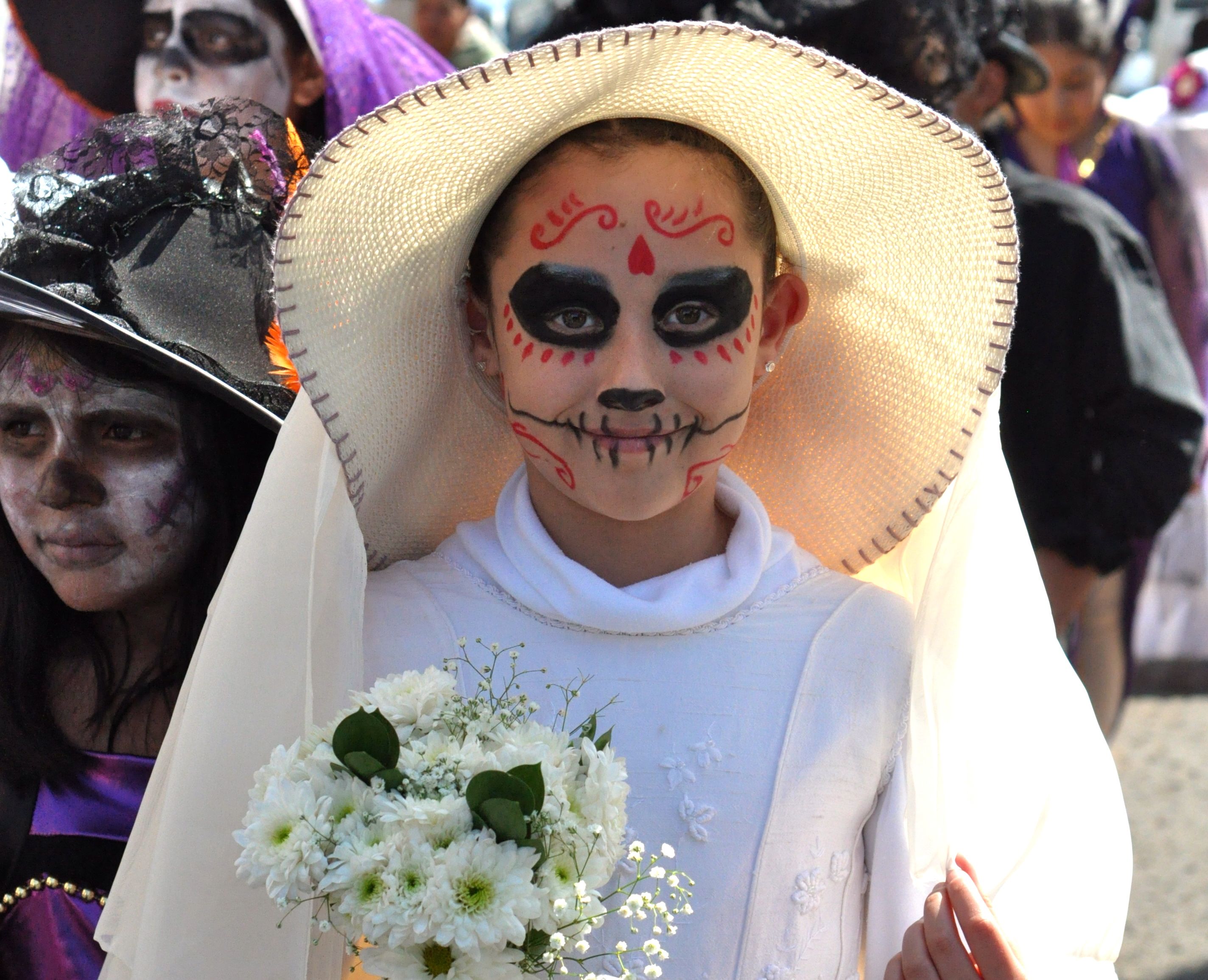 Wedding catrina in Day of the Dead procession